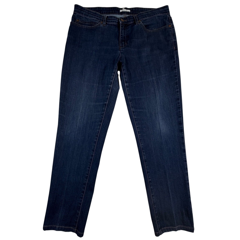 Eileen Fisher Womens Dark Wash Indigo Straight Leg Denim Jeans‎ Size 12